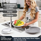 🥗 3-Piece Collapsible Colander Set with Draining Base – Space-Saving Kitchen Strainers for Fruits, Pasta & Vegetables