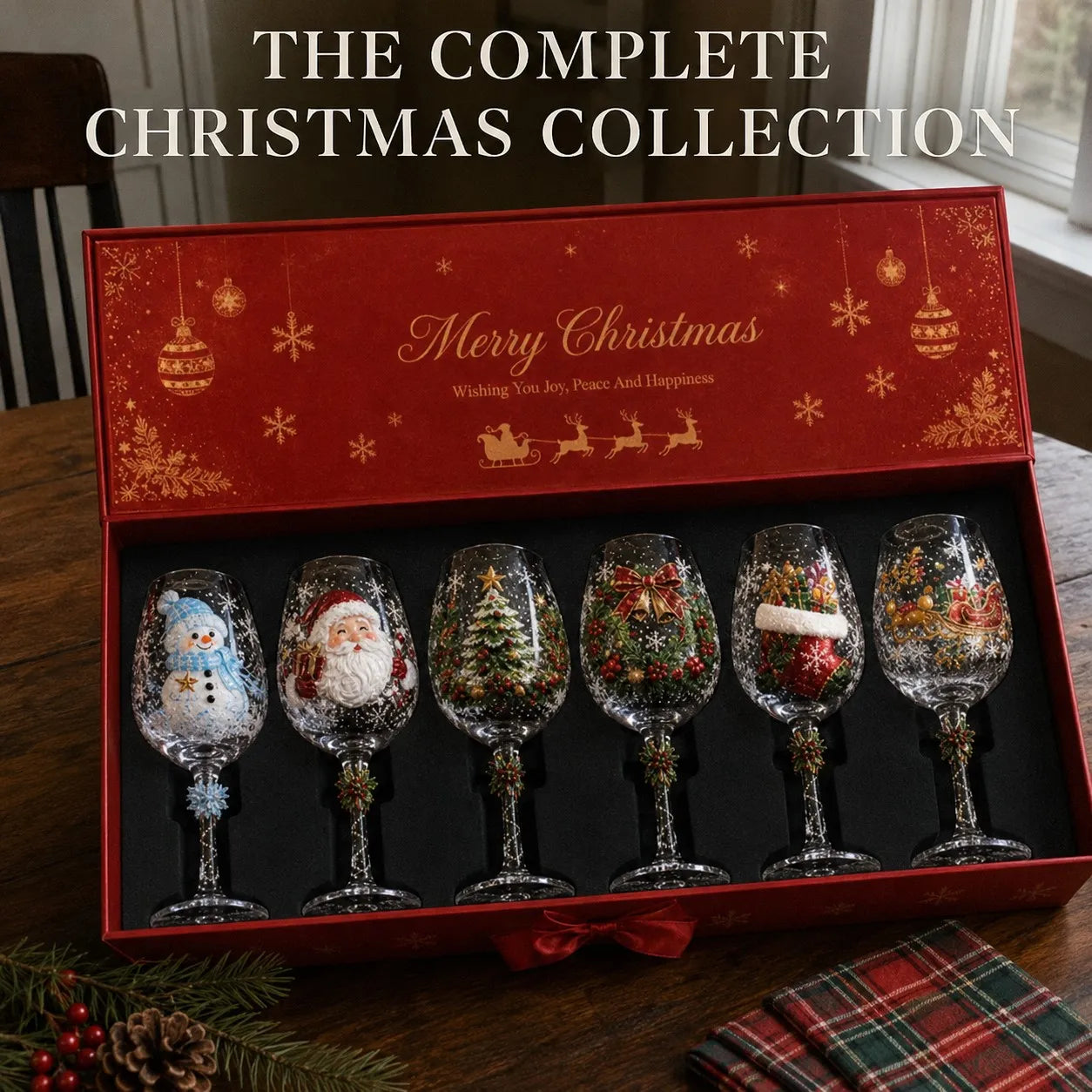 🎁Christmas Wine Glass Collection Gift Box Set✨