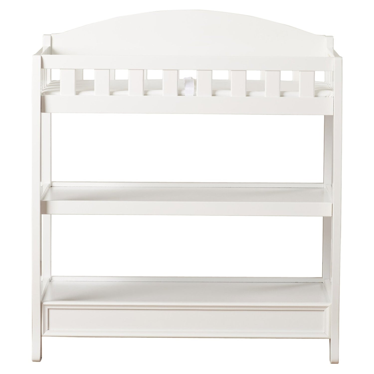 Table à langer en bois blanc moderne avec barrière de sécurité, matelas et sangle
