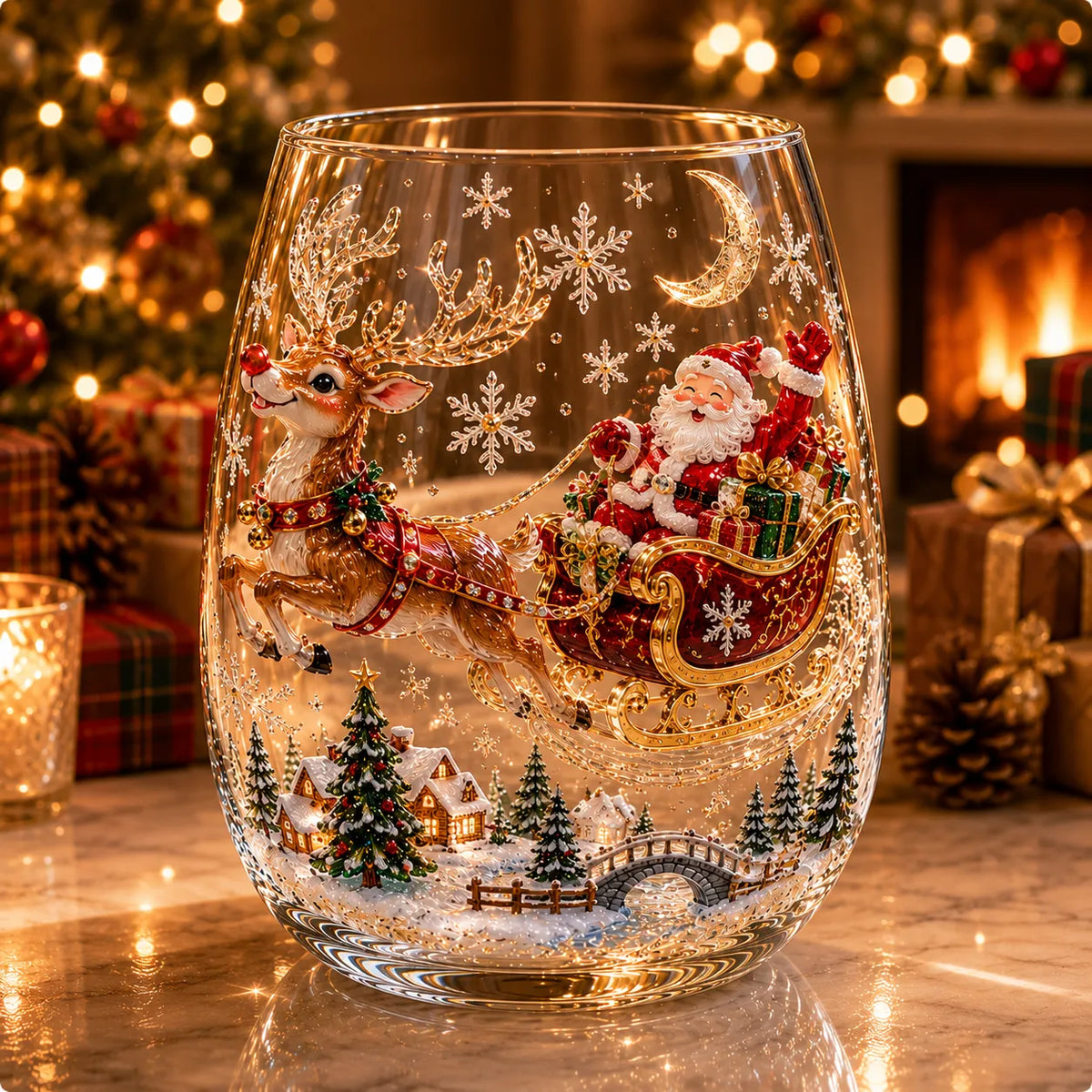Magical Christmas 3D Glass Cup Collection – 6 Festive Designs