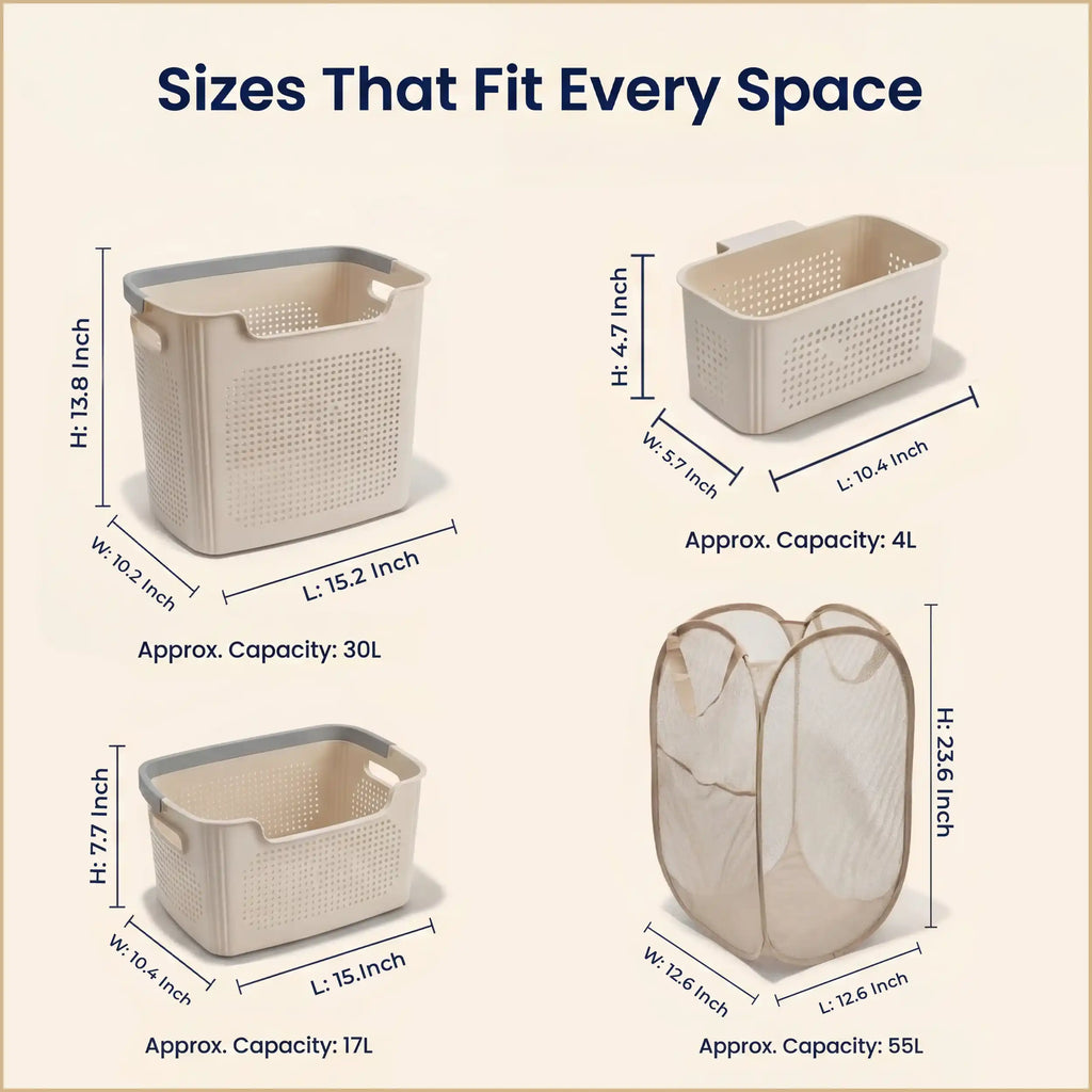 4-Piece Laundry & Storage Basket System